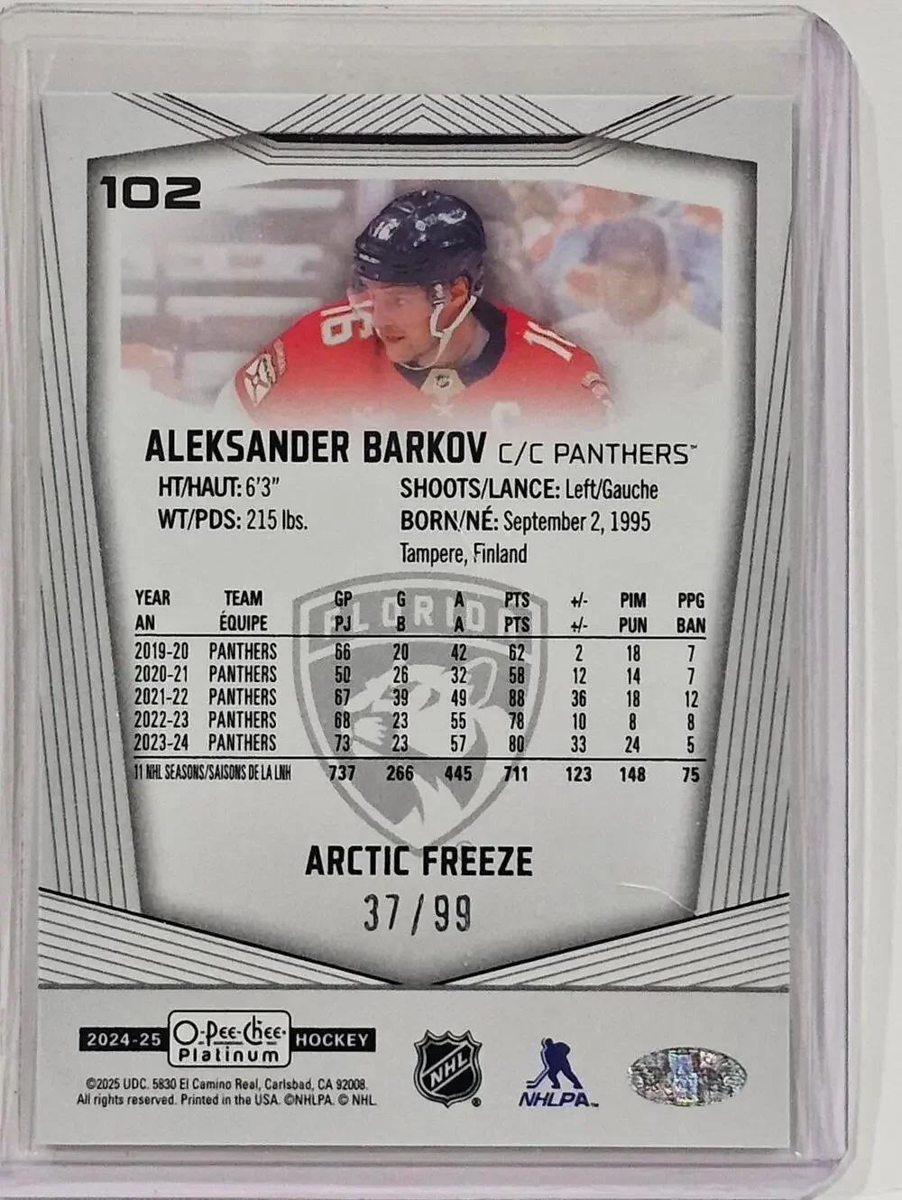 2024-25 O-Pee-Chee Platinum Aleksander Barkov Arctic Freeze  37/99 - Panthers